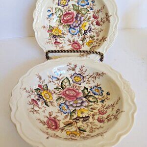 Crown Ducal Earthen ware Dessert Bowls Wilmslow Pattern 5 1/4"(set of 2)